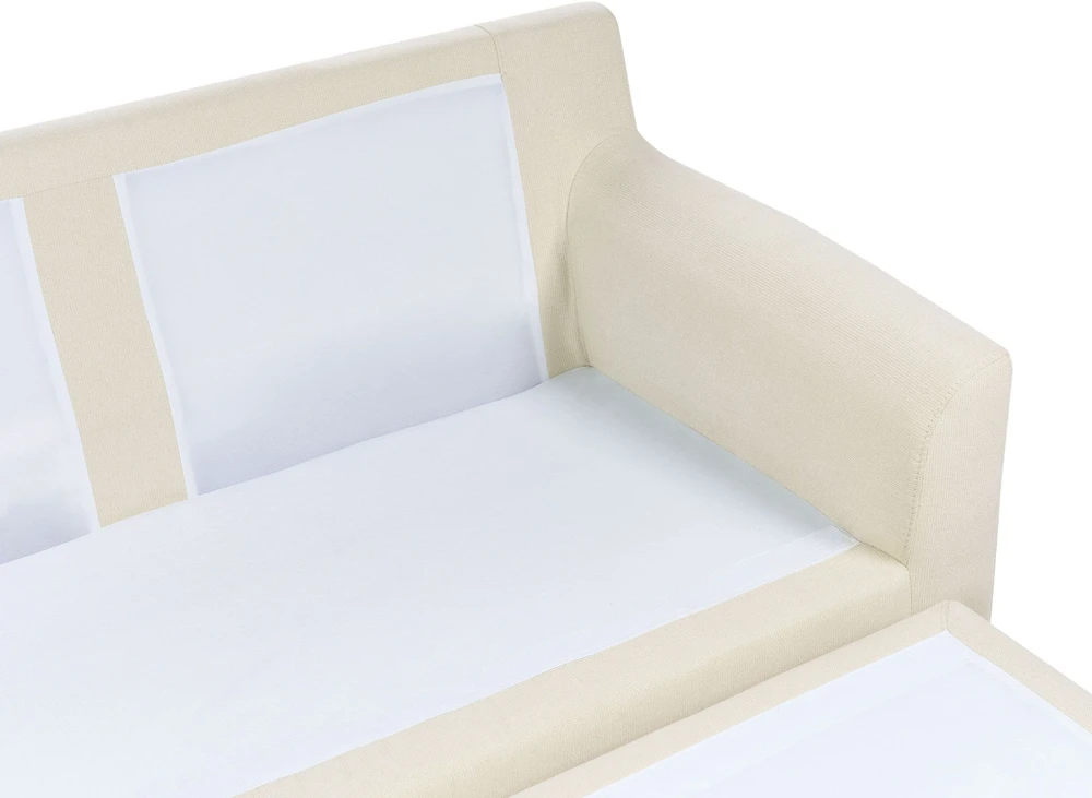Beliani Trivietė kampinė sofa ELVENES, šviesiai smėlio spalvos
