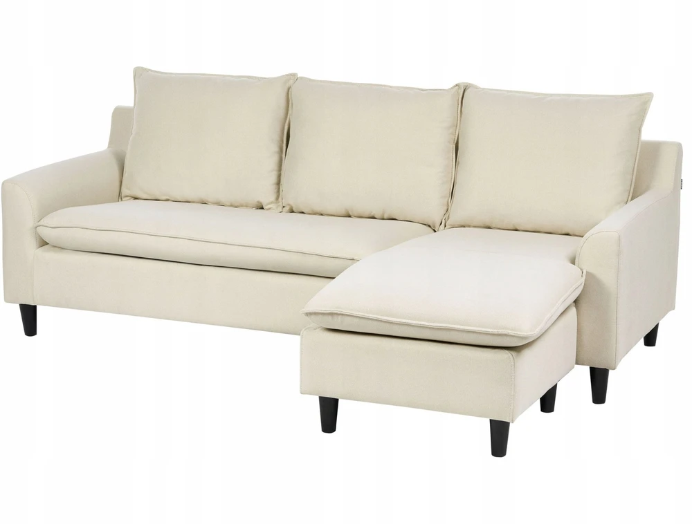 Beliani Trivietė kampinė sofa ELVENES, šviesiai smėlio spalvos