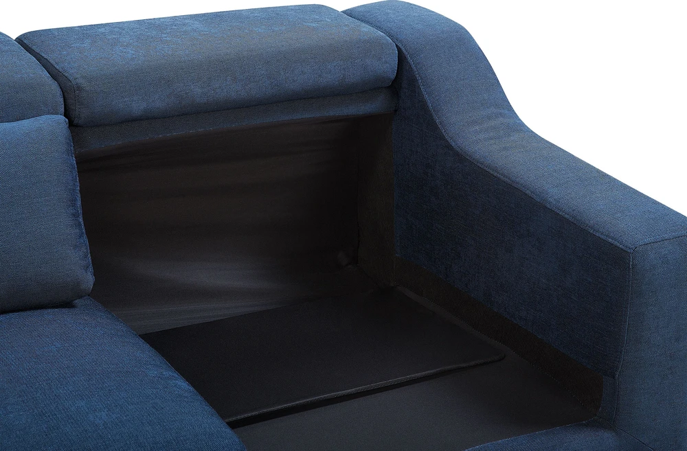 Beliani Keturvietė kampinė sofa GLOSLI tamsiai mėlyna, kairinė