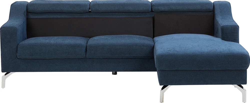 Beliani Keturvietė kampinė sofa GLOSLI tamsiai mėlyna, kairinė