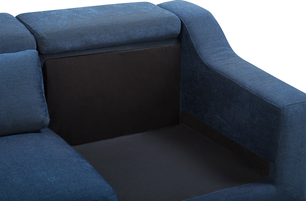 Beliani Keturvietė kampinė sofa GLOSLI tamsiai mėlyna, kairinė