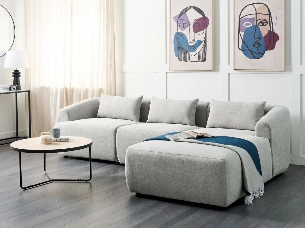 Beliani Trivietė kampinė sofa SVANSELE pilka, kairinė