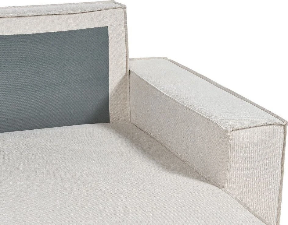 Beliani Trivietė išskleidžiama sofa KARILA, šviesiai smėlio spalvos, su patalynės dėže, kairinė