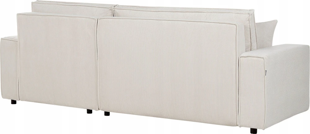 Sofa Beliani Išskleidžiamas kampe statomas 3 vietų sofos komplektas ABACKA, velvetas, kreminė balta, kairinė pusė
