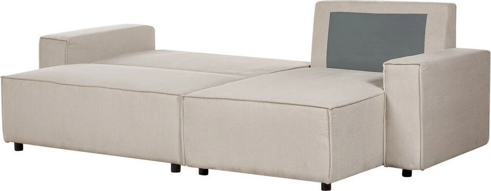 Beliani Išskleidžiama 3 vietų kampinė sofa ABACKA, velvetas, smėlio spalvos, kairinė