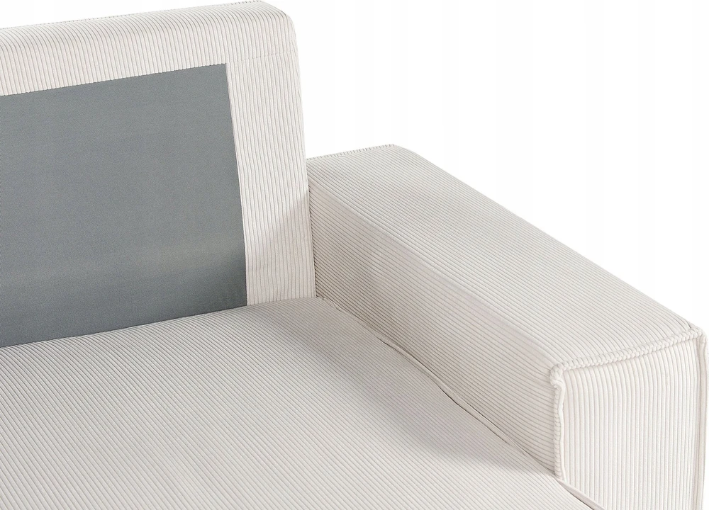 Sofa Beliani Išskleidžiamas kampe statomas 3 vietų sofos komplektas ABACKA, velvetas, kreminė balta, kairinė pusė