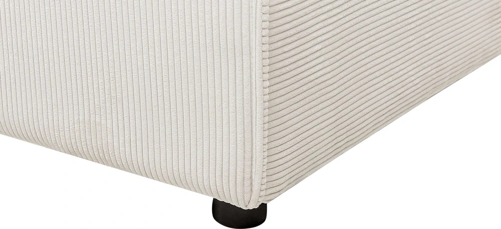 Sofa Beliani Išskleidžiamas kampe statomas 3 vietų sofos komplektas ABACKA, velvetas, kreminė balta, kairinė pusė
