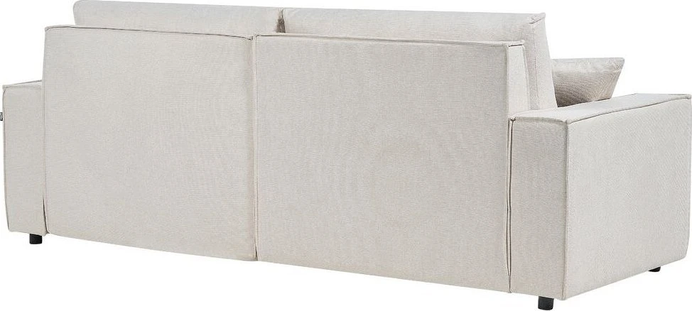 Beliani Trivietė išskleidžiama sofa KARILA, šviesiai smėlio spalvos, su patalynės dėže, kairinė