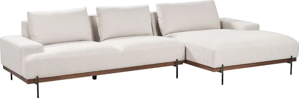 Beliani Kampinė sofa 4 asmenims MARIFERD šviesiai smėlio spalvos kairinė