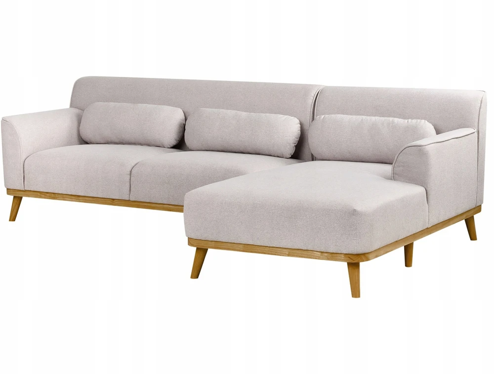 Beliani 3 vietų kampinė sofa SIMOS šviesiai pilka, kairinė