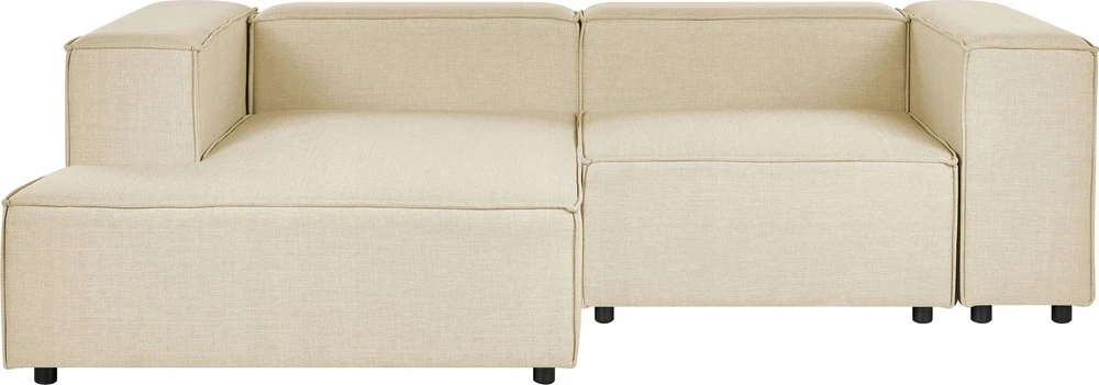 Beliani Modulinė kampinė sofa APRICA, sintetinis linas, smėlio spalvos, dešininė