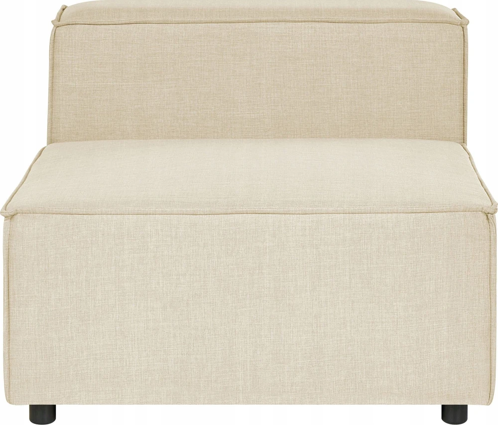 Beliani Modulinė 2 vietų sofa APRICA iš sintetinio lino, bežinė su otomanu, dešininė