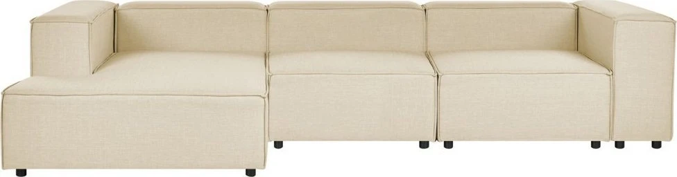 Beliani Modulinė 3 vietų sofa APRICA iš sintetinio lino, smėlio spalvos, dešininė
