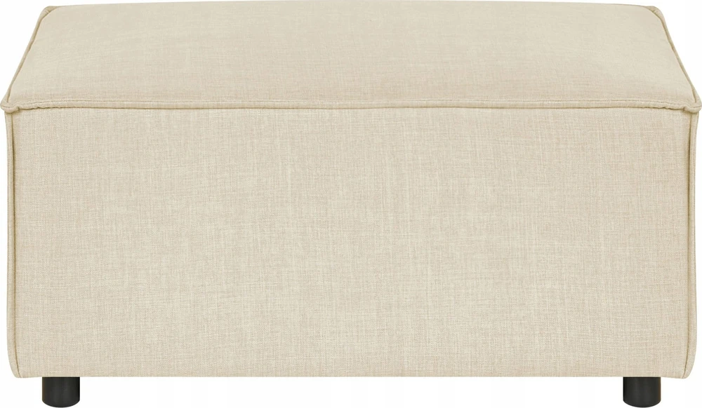 Beliani Trijų vietų modulinė kampinė sofa APRICA, sintetinio lino audinys, smėlio spalvos, su dešinine otomane