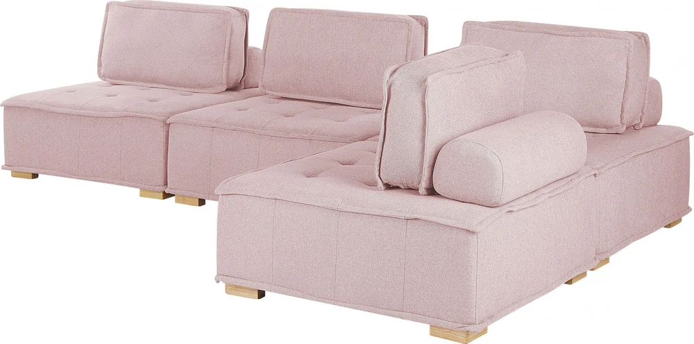 Beliani 4 vietų modulinė kampinė sofa TIBRO dešininė rožinė