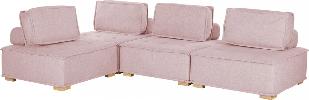 Beliani 4 vietų modulinė kampinė sofa TIBRO dešininė rožinė