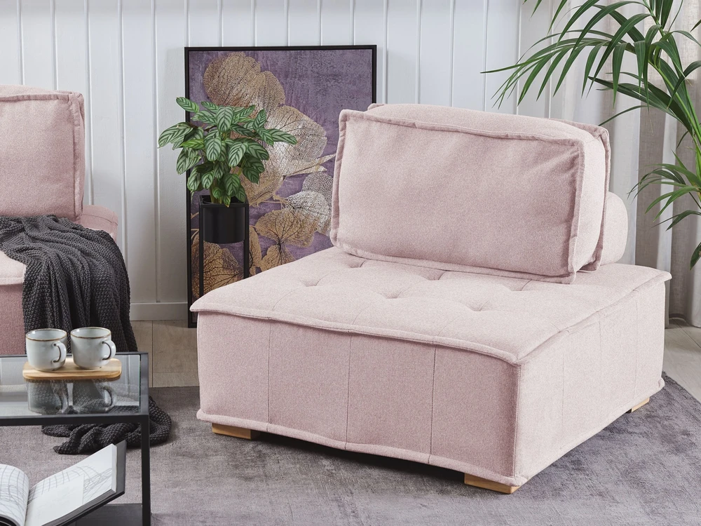 Beliani 4 vietų modulinė kampinė sofa TIBRO dešininė rožinė