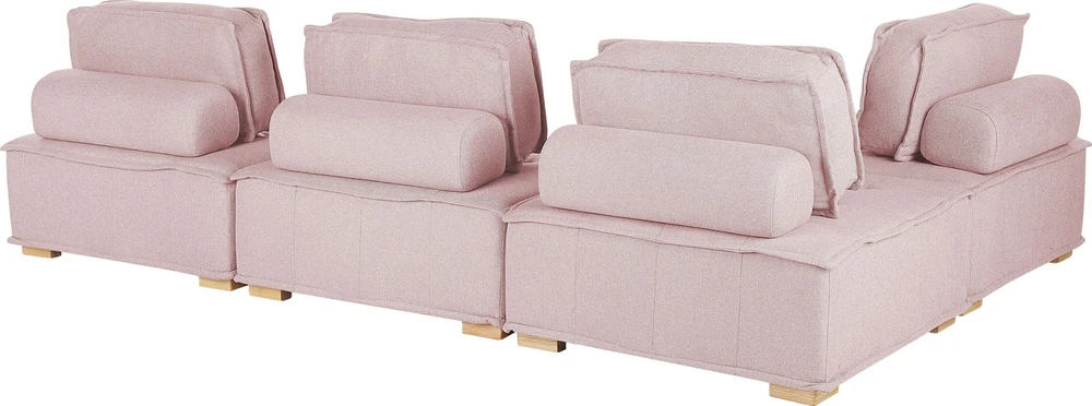 Beliani 4 vietų modulinė kampinė sofa TIBRO dešininė rožinė