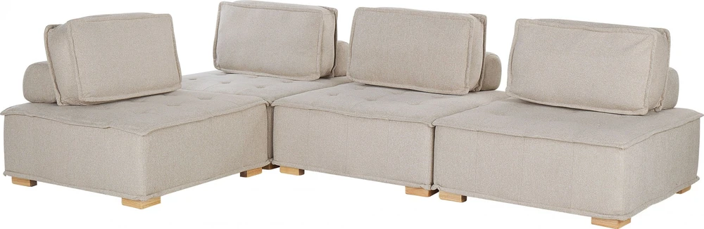 Beliani Modulinė kampinė sofa 4 asmenims TIBRO, dešininė, šviesi smėlio spalva
