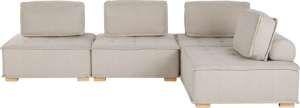 Beliani Modulinė kampinė sofa 4 asmenims TIBRO, dešininė, šviesi smėlio spalva