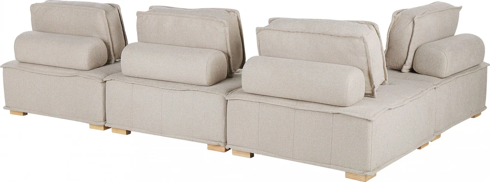 Beliani Modulinė kampinė sofa 4 asmenims TIBRO, dešininė, šviesi smėlio spalva