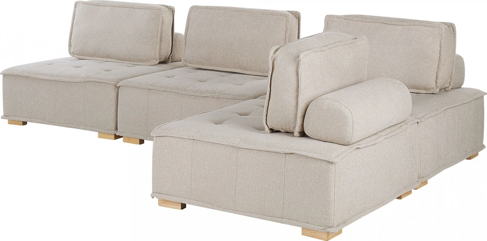 Beliani Modulinė kampinė sofa 4 asmenims TIBRO, dešininė, šviesi smėlio spalva