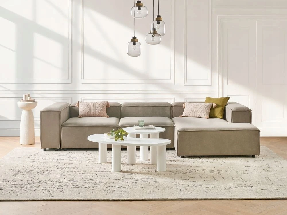 Beliani Keturvietė modulinė kampinė sofa ARDAL, kairinė, šviesiai ruda, velvetas