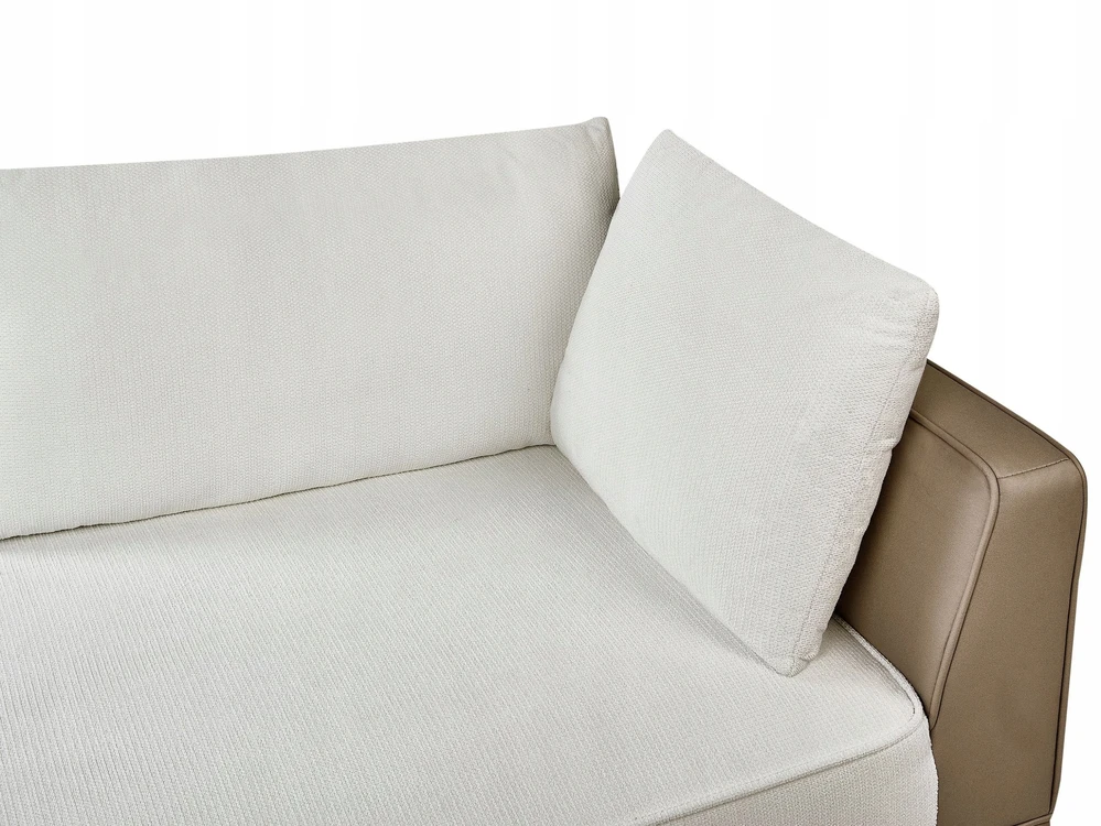Beliani Trivietė kampinė sofa MYKEN kreminės baltos spalvos, dešininė