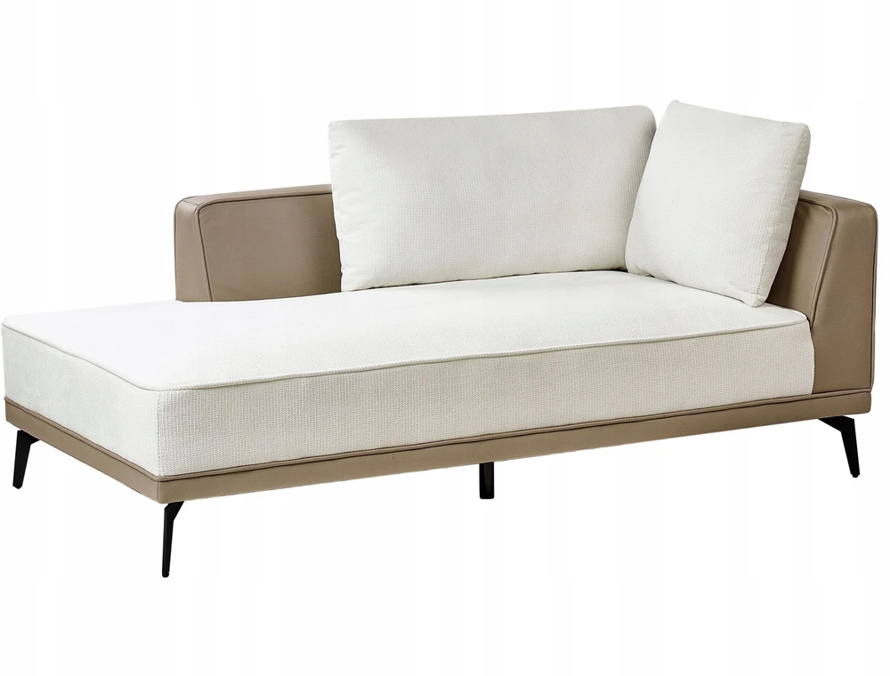 Beliani Trivietė kampinė sofa MYKEN kreminės baltos spalvos, dešininė