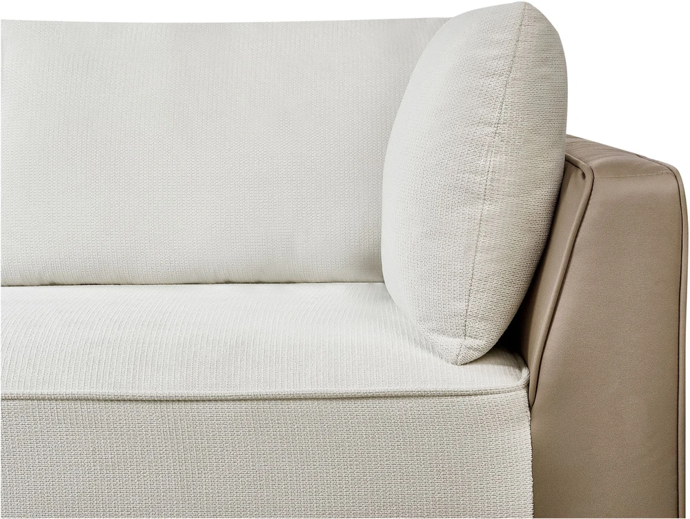 Beliani Trivietė kampinė sofa MYKEN kreminės baltos spalvos, dešininė