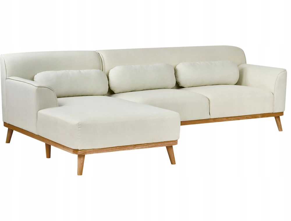Beliani Trivietė kampinė sofa SIMOS, kreminės spalvos, dešininė