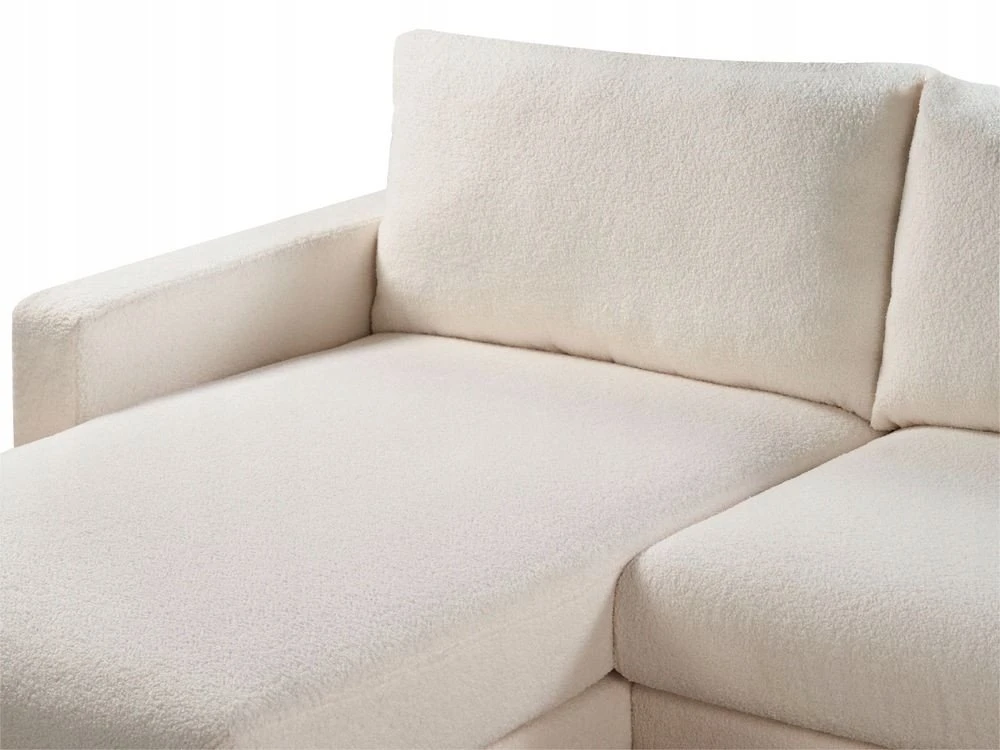 Beliani 4 vietų kampinė sofa SIGGARD Boucle balta, dešininė