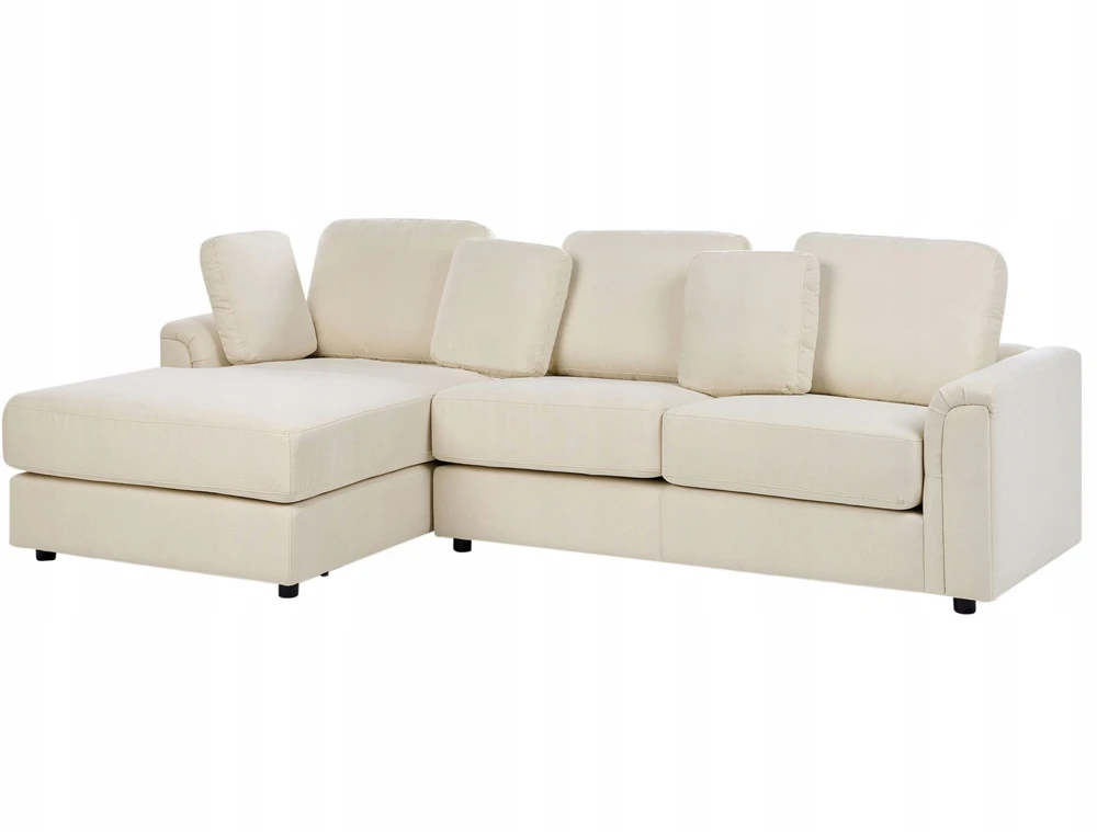 Beliani Kampinė sofa 4 asmenims KOHLO Šviesiai smėlio spalvos Dešininė