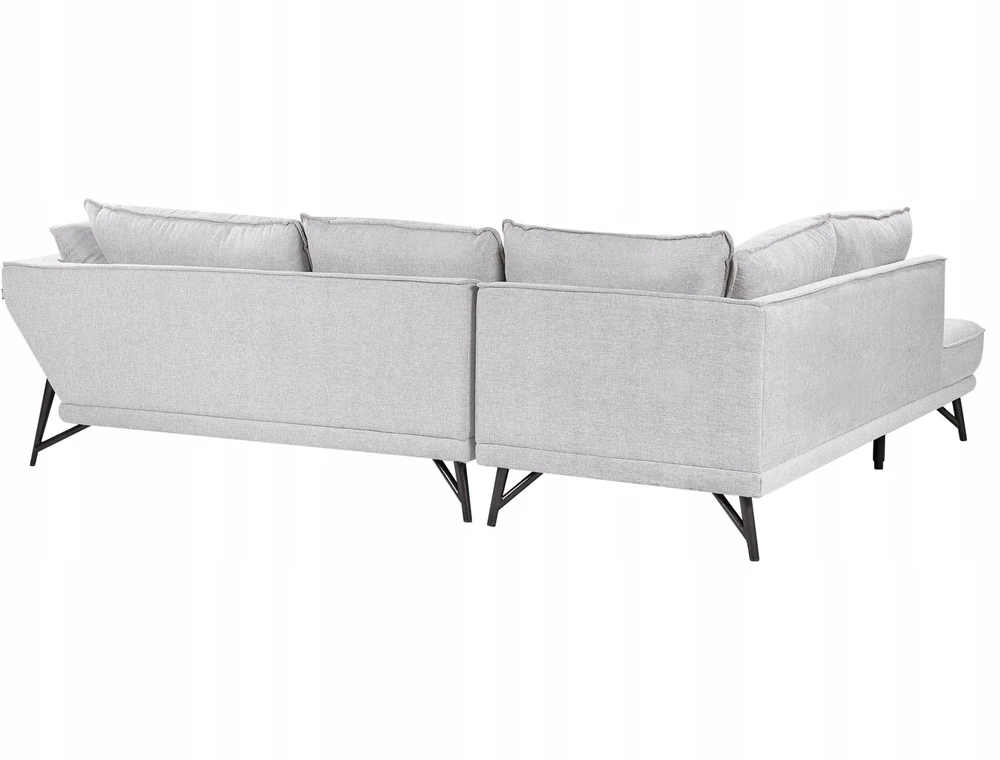 Beliani Trivietė kampinė sofa ELGA, linas, šviesiai pilka, dešininė