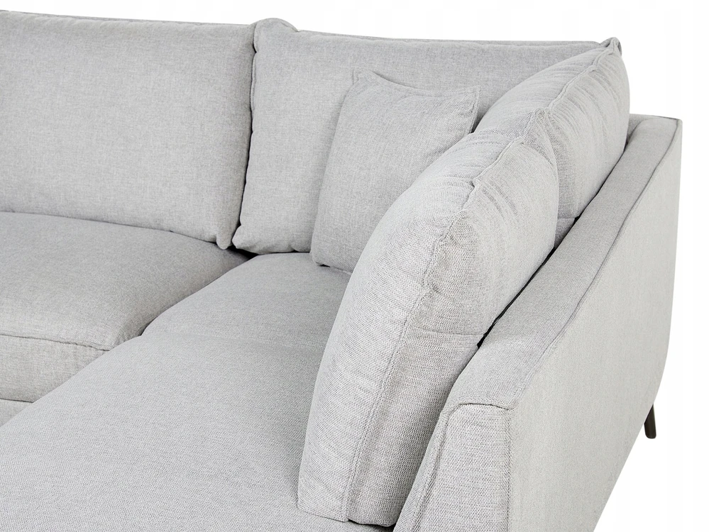 Beliani Trivietė kampinė sofa ELGA, linas, šviesiai pilka, dešininė