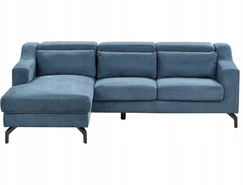 Beliani L formos sofa GLOSLI 4 asmenims, mėlynas šenilinis audinys, dešininė