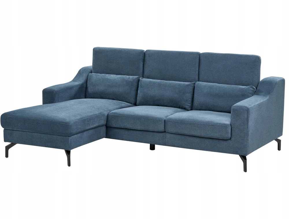 Beliani L formos sofa GLOSLI 4 asmenims, mėlynas šenilinis audinys, dešininė