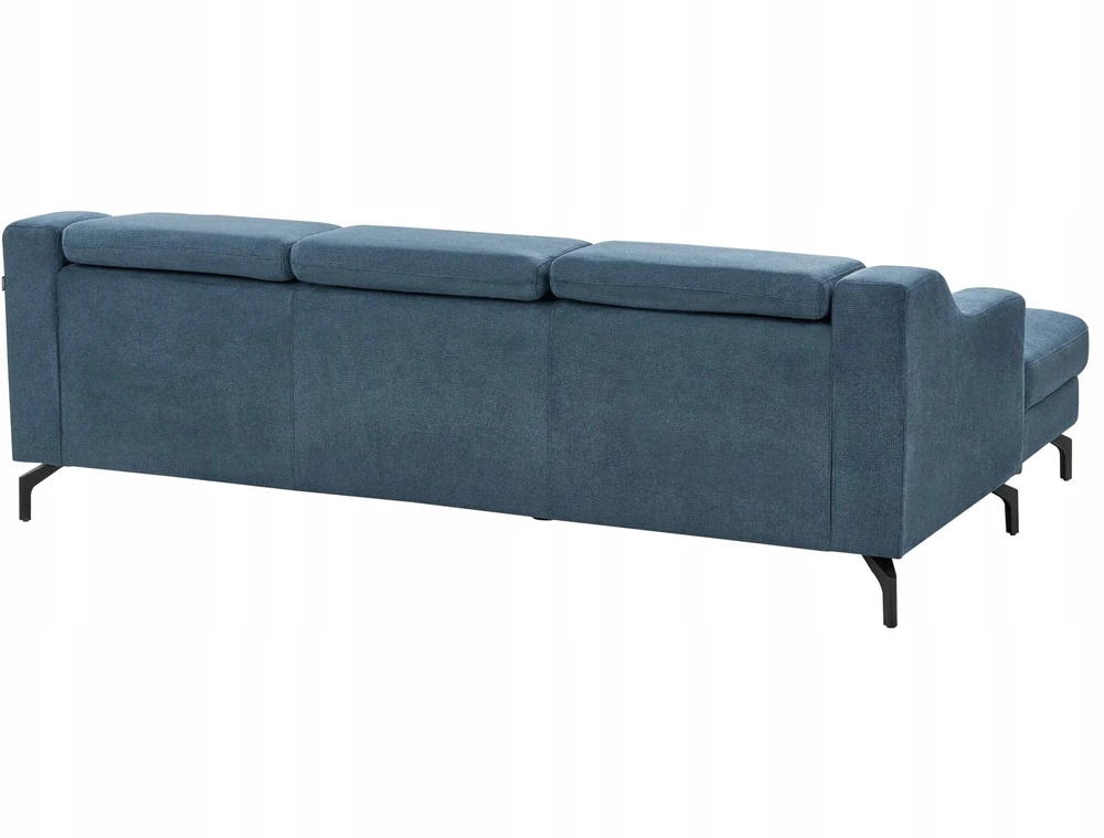 Beliani L formos sofa GLOSLI 4 asmenims, mėlynas šenilinis audinys, dešininė