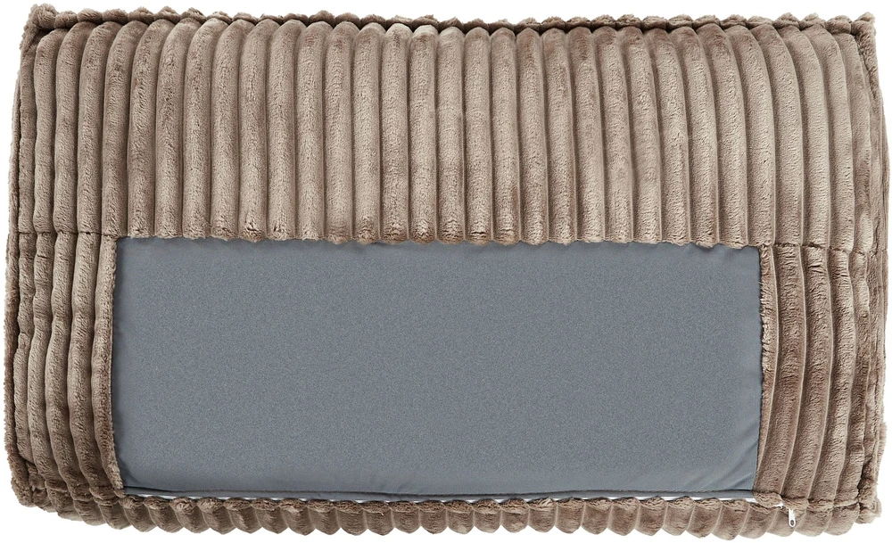 Beliani Išskleidžiama 3 vietų kampinė sofa ABACKA, velvetas, šviesiai ruda, su patalynės dėže, dešininė