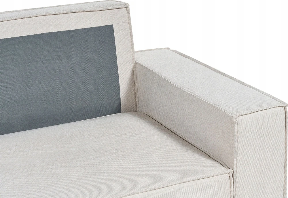 Beliani Trivietė kampinė sofa KARILA, šviesiai smėlio spalvos, su miegojimo funkcija ir patalynės dėže, dešininė