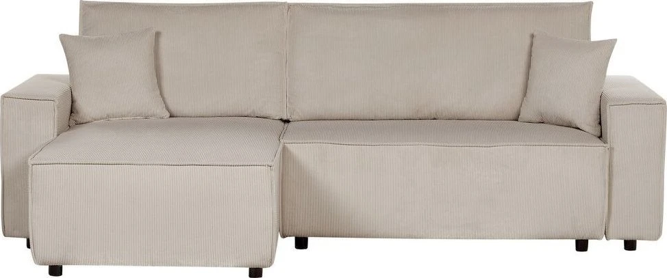 Beliani Išskleidžiama kampinė sofa ABACKA, Velvetas, Smėlio spalva, Dešininė
