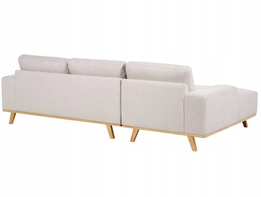 Beliani 3 vietų kampinė sofa NORA, smėlio spalvos, dešininė