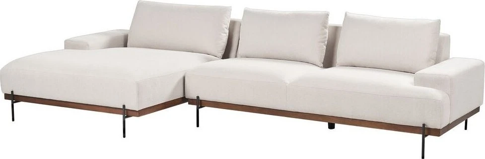 Beliani 4 vietų kampinė sofa MARIFERD šviesiai smėlio spalvos dešininė
