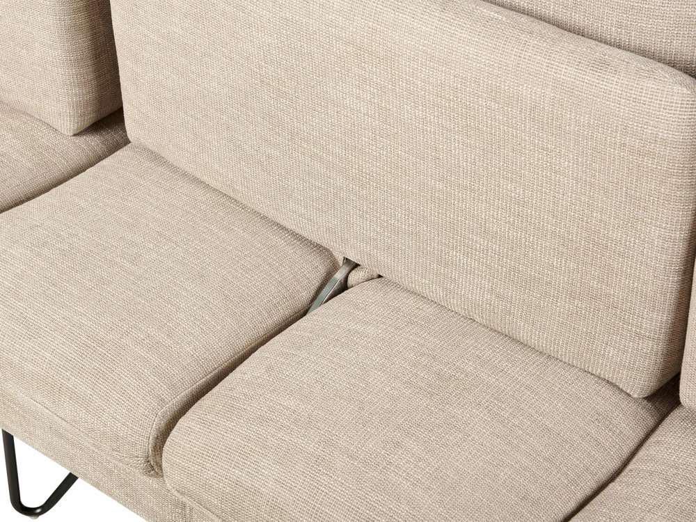 Beliani Trivietė kampinė sofa SERSAN šenilo audinio, smėlio spalvos, dešininė