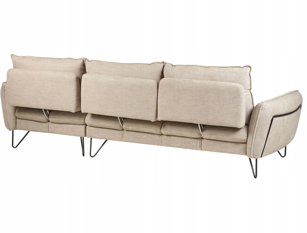 Beliani Trivietė kampinė sofa SERSAN šenilo audinio, smėlio spalvos, dešininė