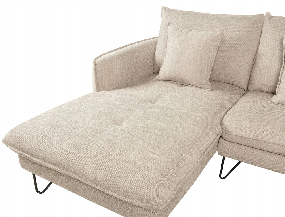 Beliani Trivietė kampinė sofa SERSAN šenilo audinio, smėlio spalvos, dešininė