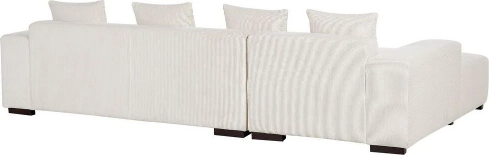 Beliani LUNGO 4 vietų kampinė sofa, velvetas, kreminė balta, dešininė