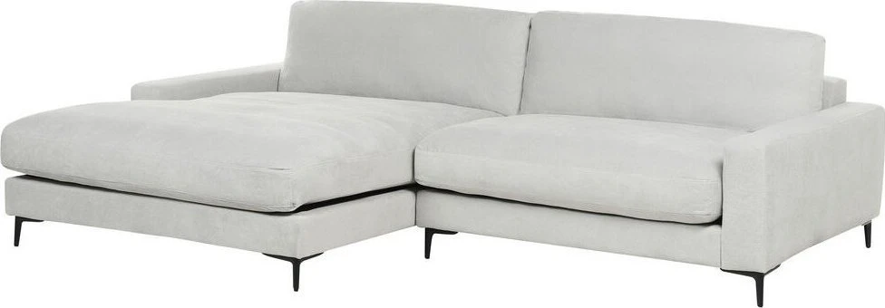 Beliani 3 vietų kampinė sofa MALOY, šenilas, šviesiai pilka, dešininė