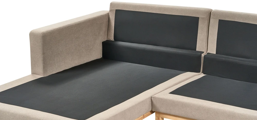 Beliani 4 vietų kampinė sofa SIGGARD smėlio ir pilkos spalvos, dešininė
