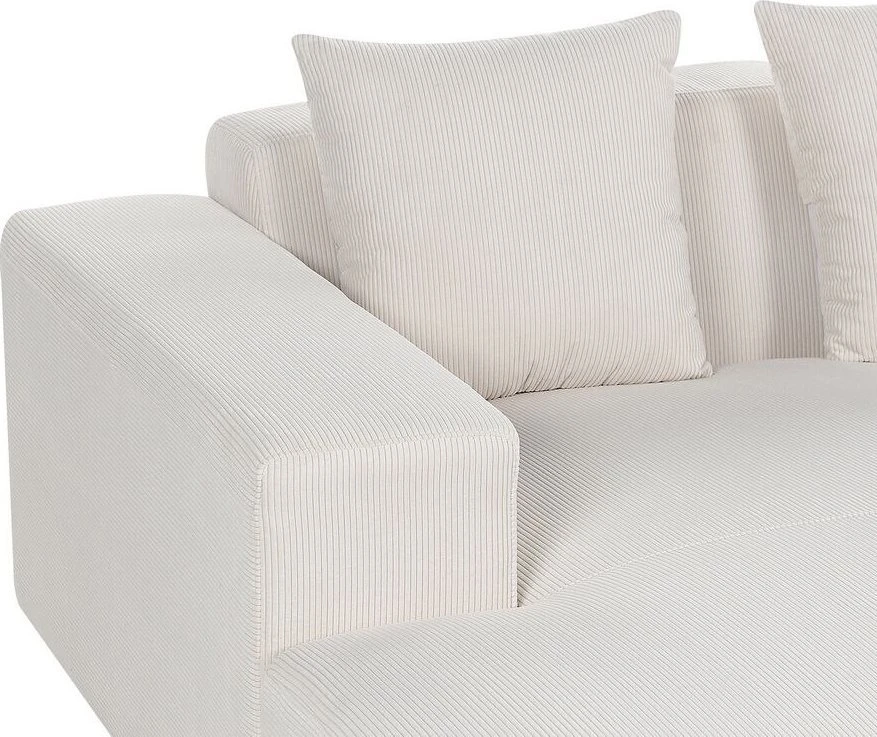 Beliani L formos kampinė sofa LUNGO Velvetinis audinys Kreminė spalva Dešininė